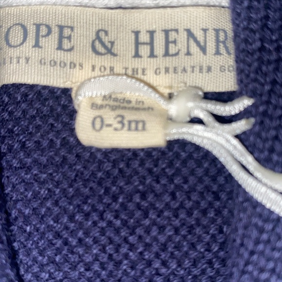 🆕HOPE & HENRY Infant Organic Navy Shawl Collar/Elbow Patches Cardigan Sweater - Picture 10 of 10